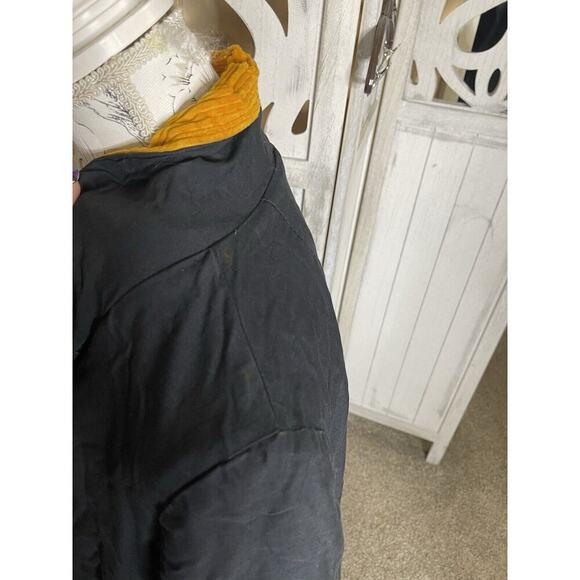 Vintage Yellow Black Corduroy Jacket Reversible Oversized Chunky Zipper XL - Picture 7 of 9